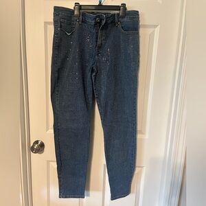 Karl Lagerfeld Women's Blue Jeans with Rhinestone Detailing